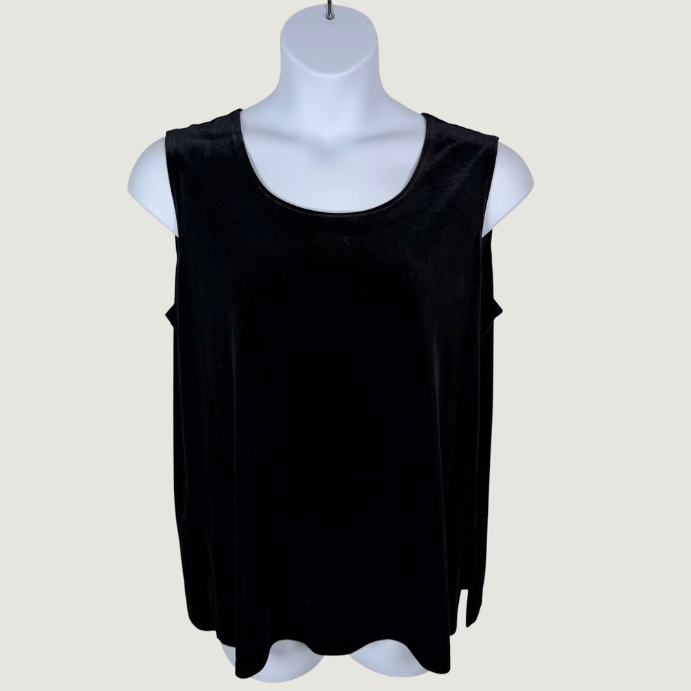 Notations Black Velvet Sleeveless Tank Top Plus 1X Minimalist Whimsigoth Y2K